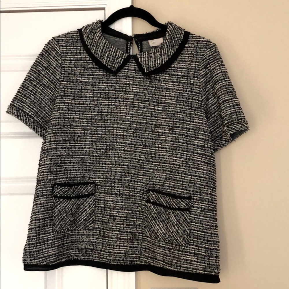 Anthro Collared Blouse, Button In Back - image 2